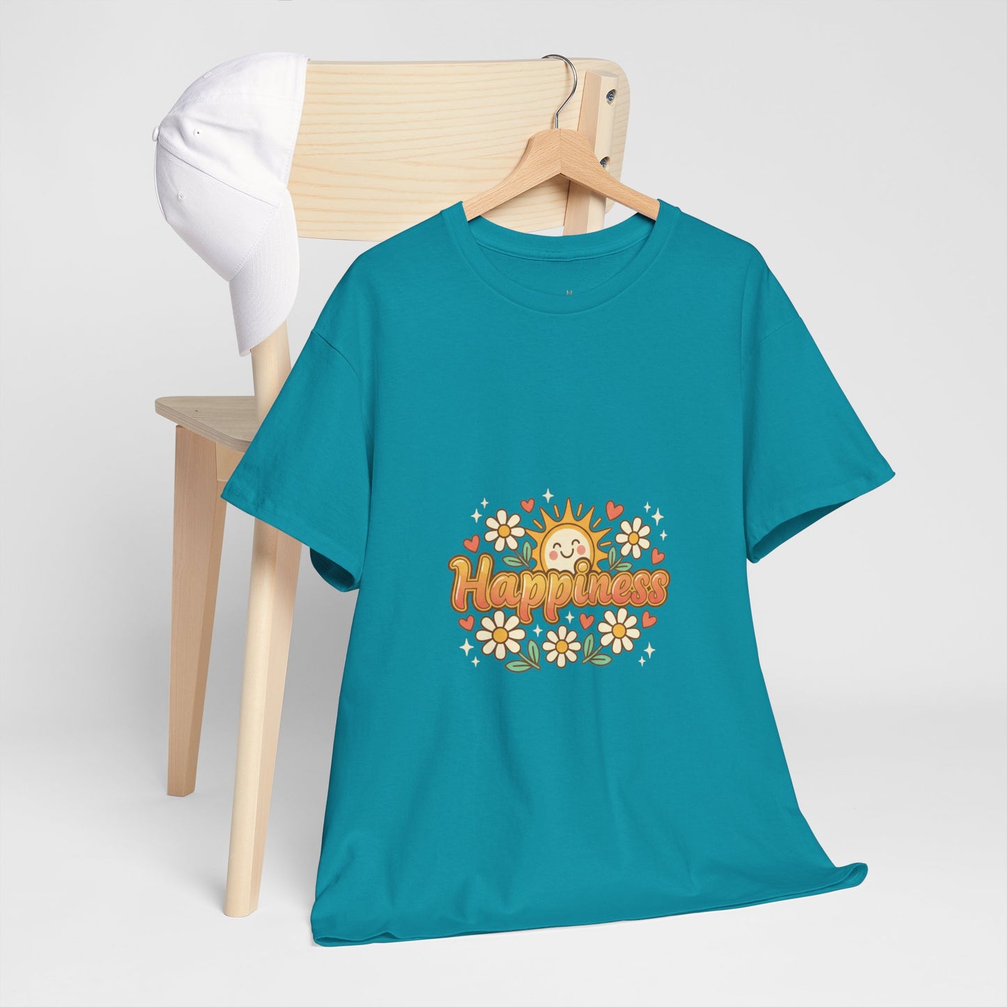 T-Shirt — "Happiness" Retro Sunflower Graphic Tee