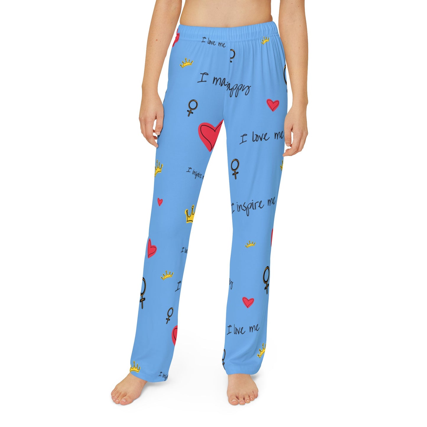 Kids Inspirational Lounge Pants, Cute Pajama Pants, Fun Sleepwear, Heart and Crown Designs, Gifts for Girls, Everyday Comfort