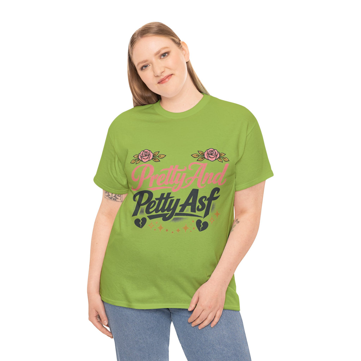 Pretty And Petty Asf Tee — Floral Retro Slogan T‑Shirt