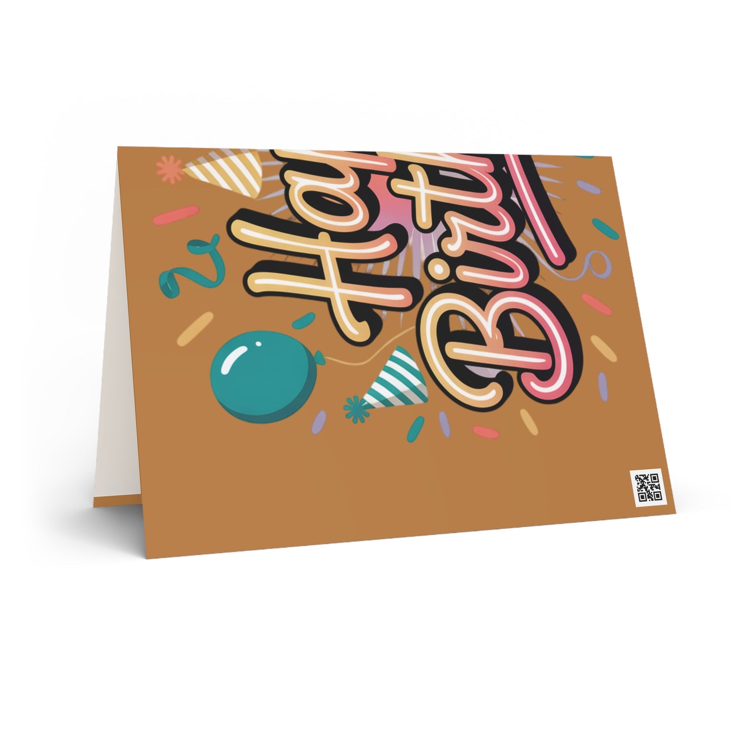 Happy Birthday Greeting Card — Retro Balloon & Confetti Birthday Card