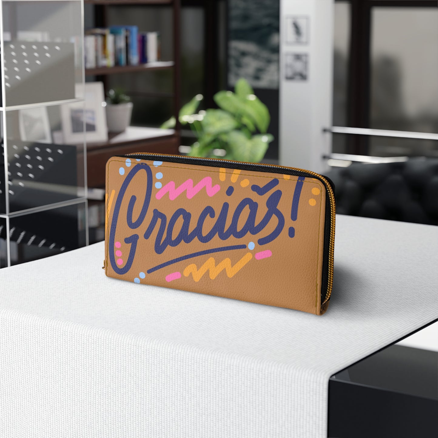 Gracias Zipper Wallet – Colorful Thank You Travel Wallet with Zip Closure