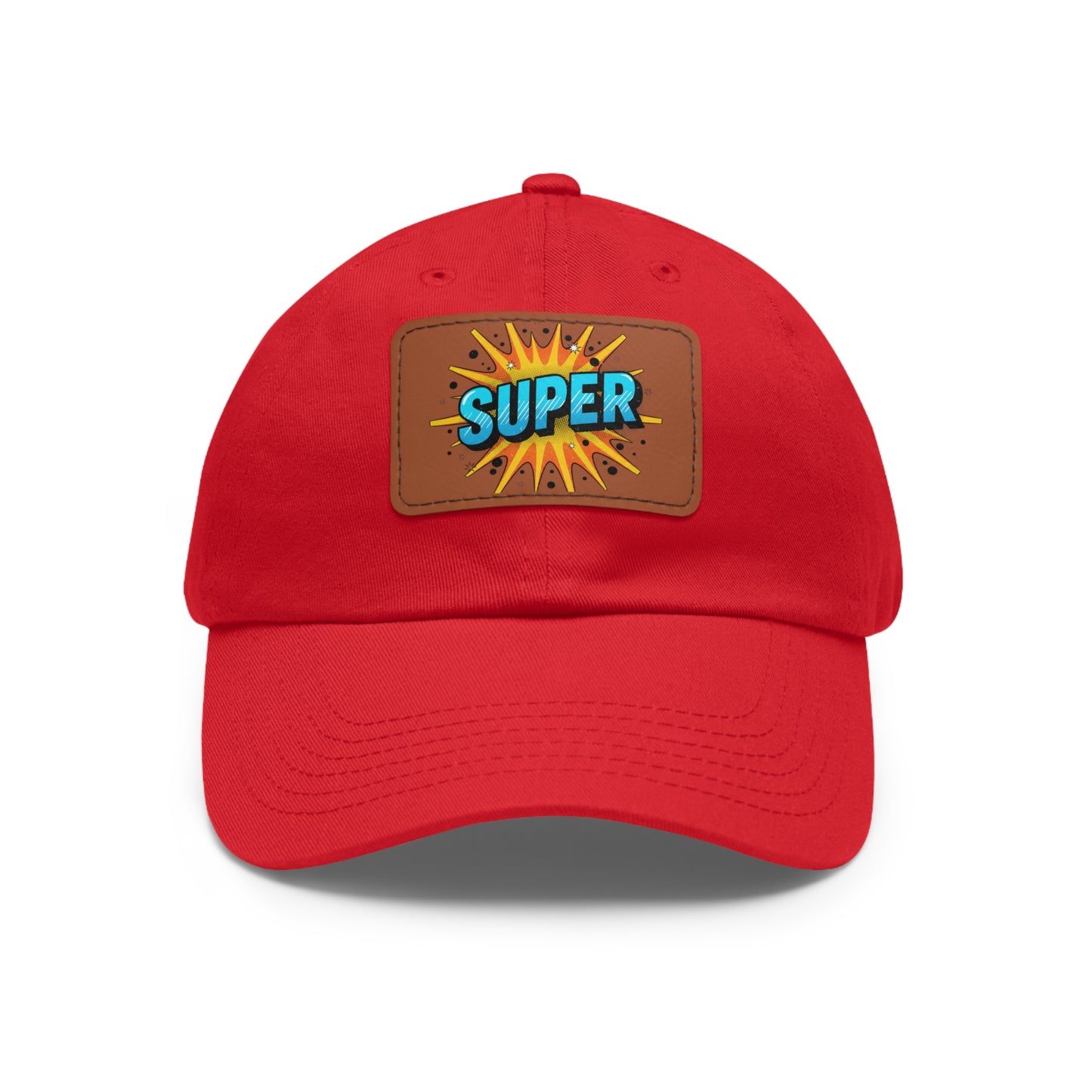 Super Dad Leather Patch Dad Hat — Embroidered 'SUPER' Cap