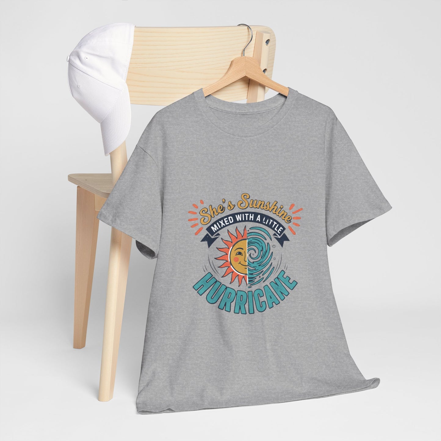 Sun & Sea Hurricane Graphic Tee – Retro Split Sun Wave Design