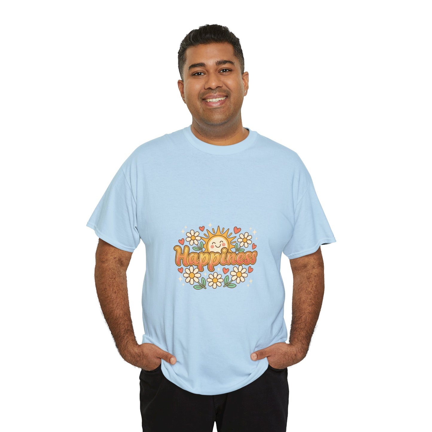 T-Shirt — "Happiness" Retro Sunflower Graphic Tee