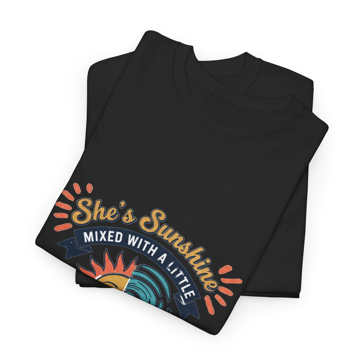 Sun & Sea Hurricane Graphic Tee – Retro Split Sun Wave Design