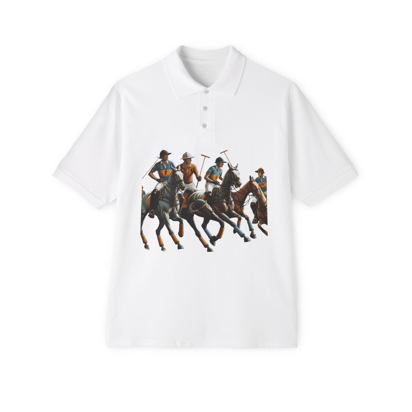 Men's Piqué Polo with Equestrian Design - Stylish Golf Shirt