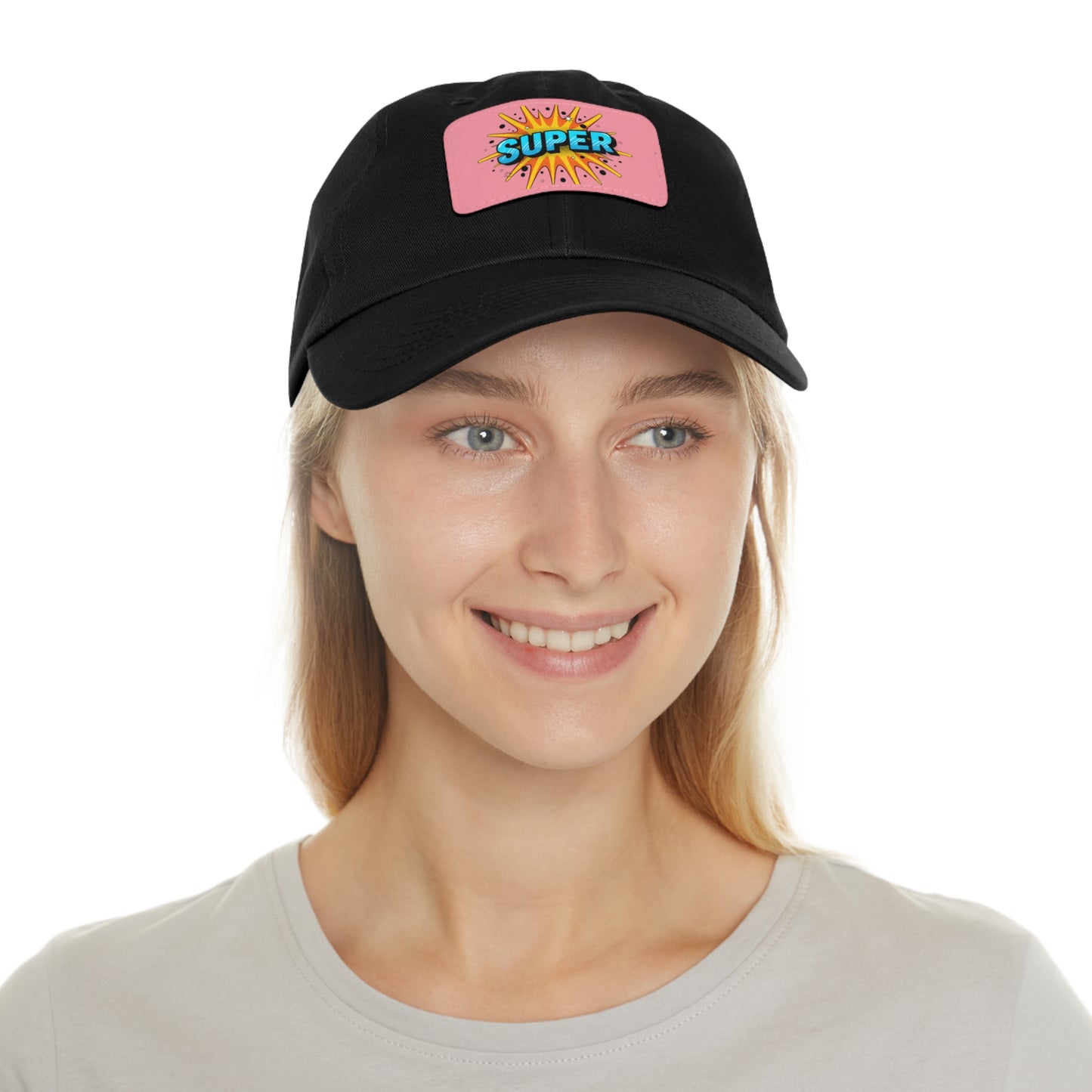 Super Dad Leather Patch Dad Hat — Embroidered 'SUPER' Cap