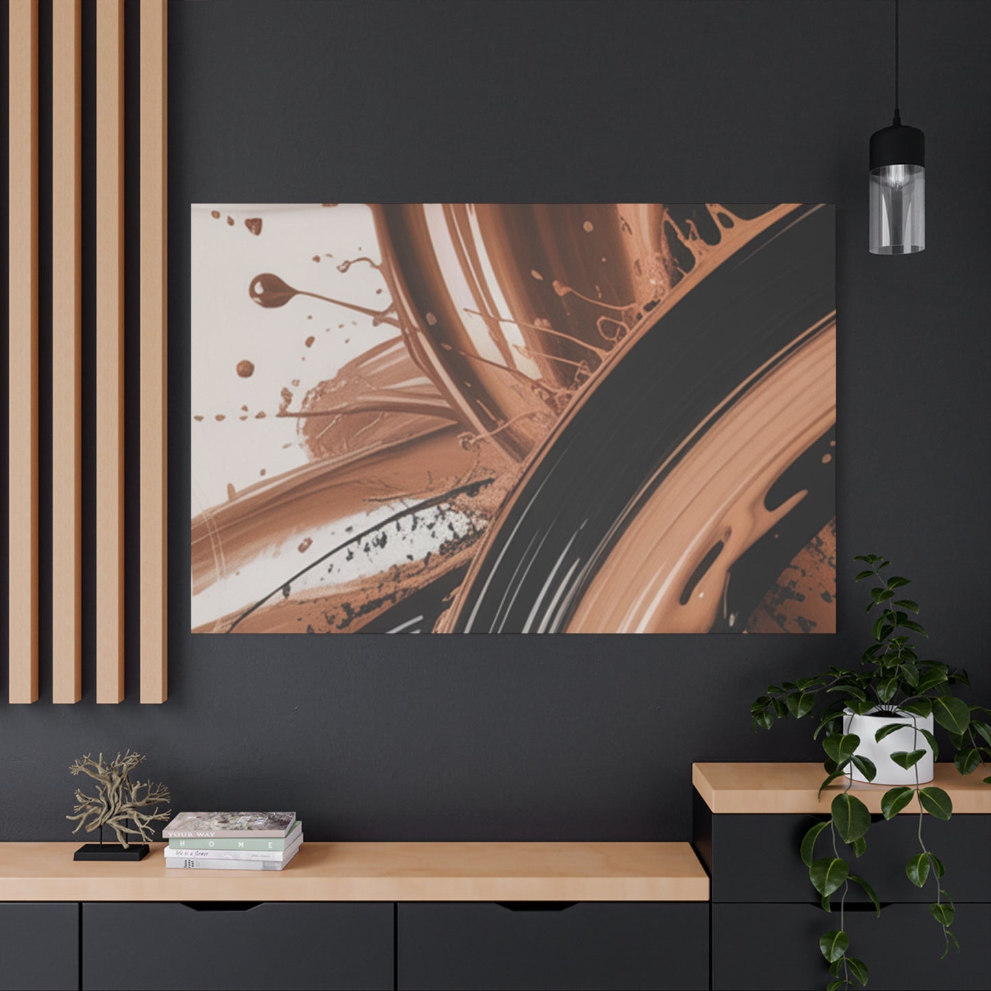 Abstract Brown Swirl Matte Canvas Wall Art (Stretched 1.25")