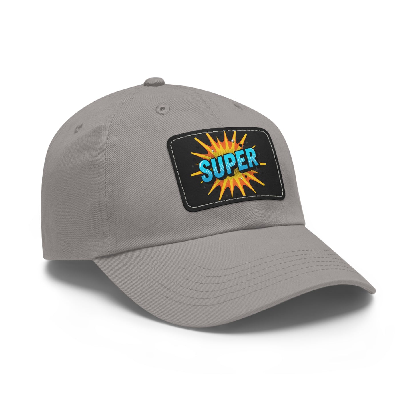 Super Dad Leather Patch Dad Hat — Embroidered 'SUPER' Cap