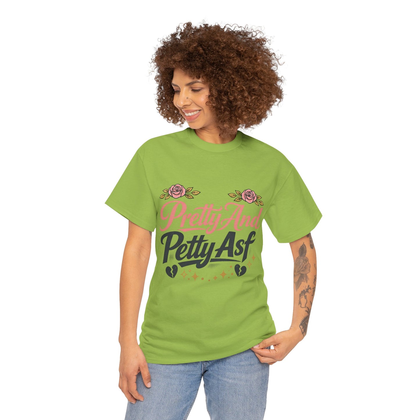 Pretty And Petty Asf Tee — Floral Retro Slogan T‑Shirt