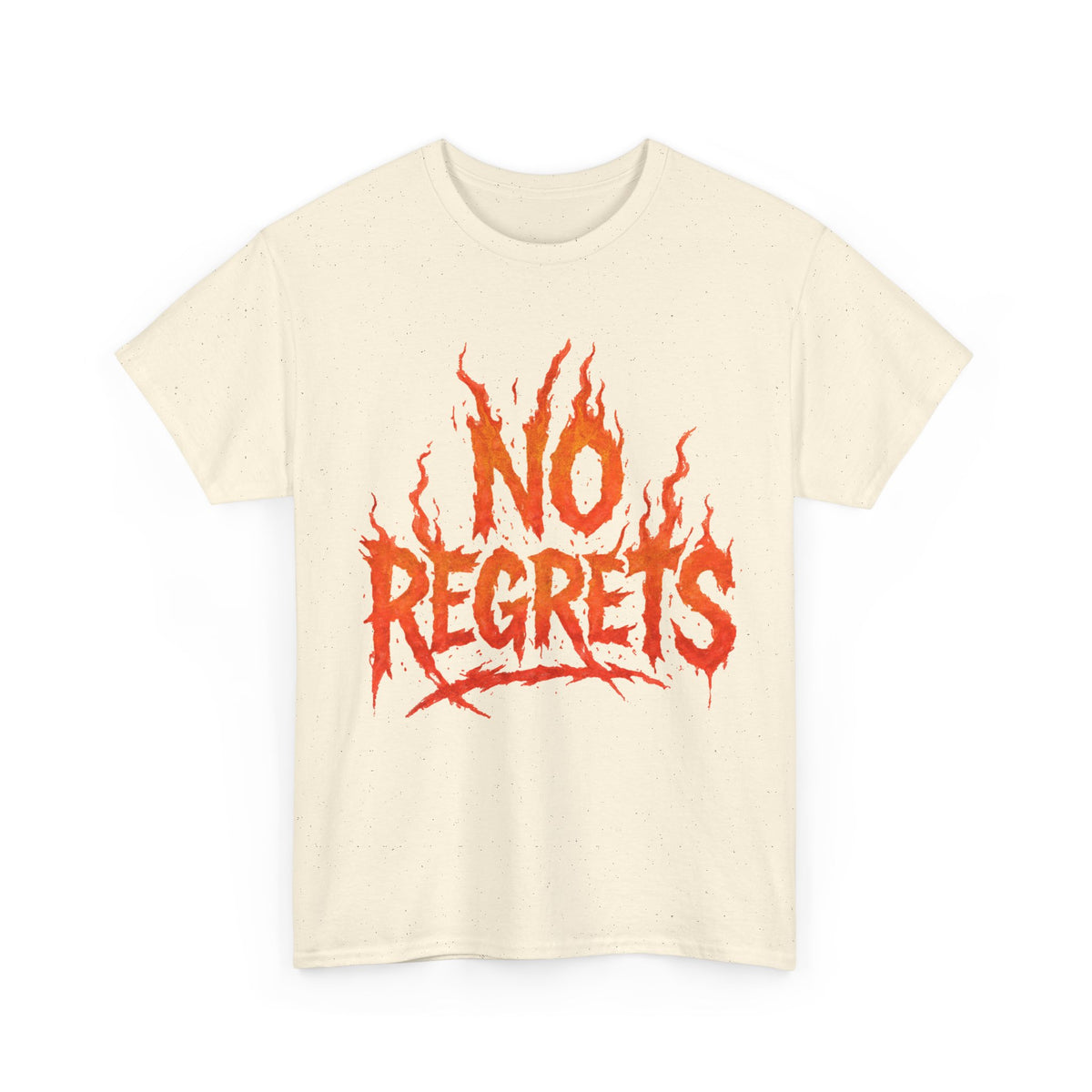 Graphic Tee — 'No Regrets' / 'Proof of Survival' Flame Text Shirt