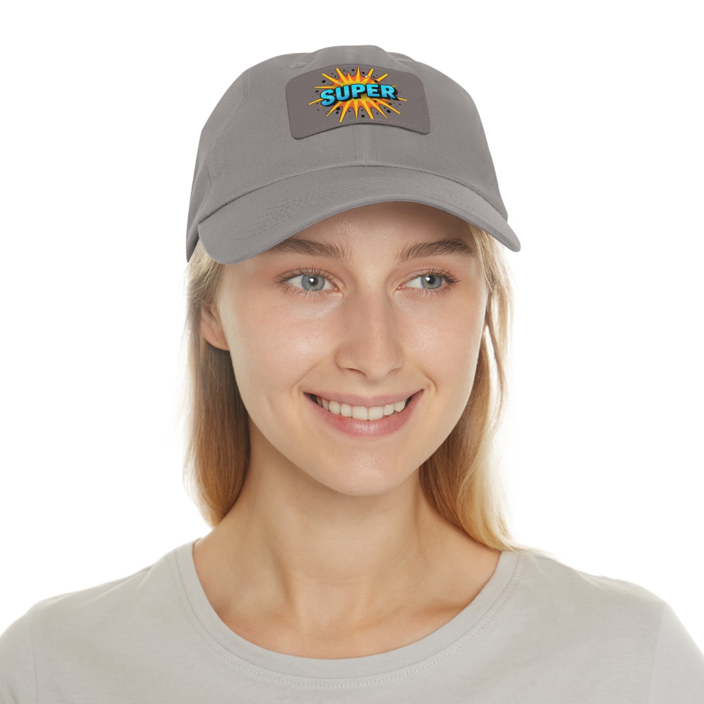 Super Dad Leather Patch Dad Hat — Embroidered 'SUPER' Cap