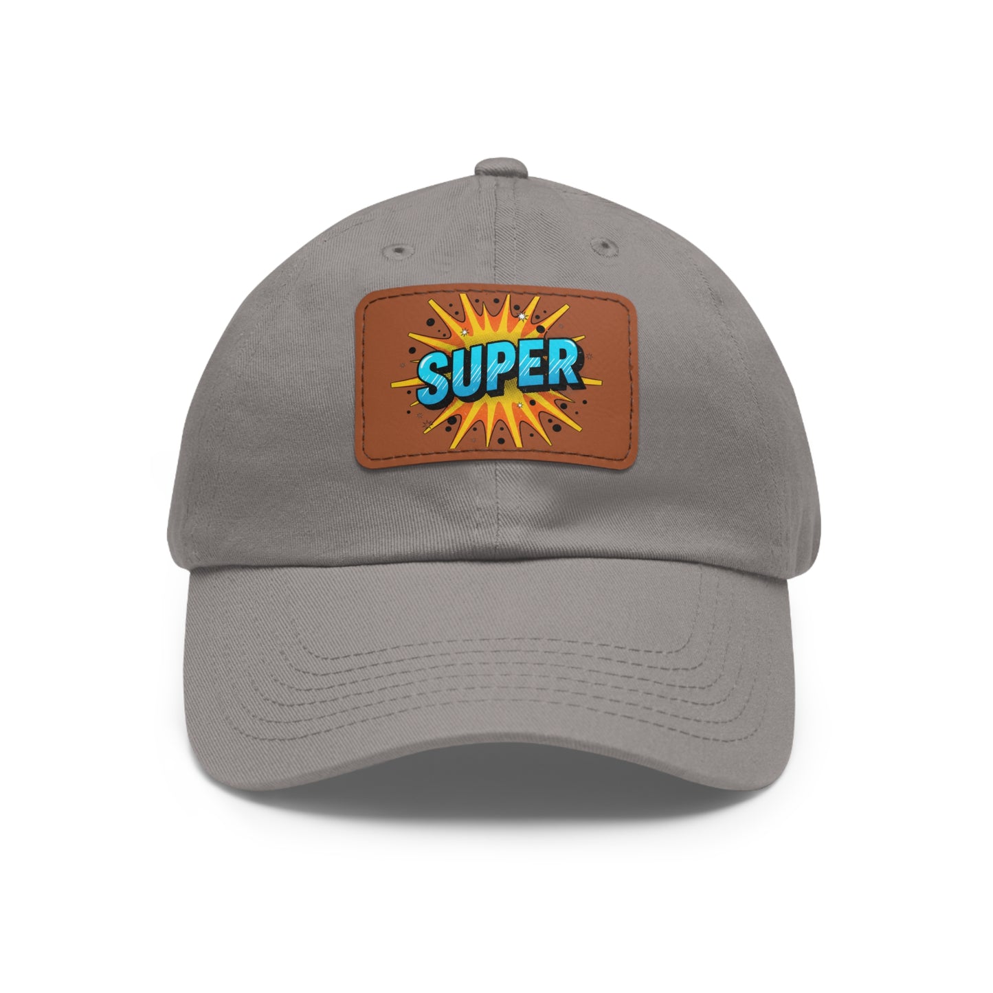 Super Dad Leather Patch Dad Hat — Embroidered 'SUPER' Cap