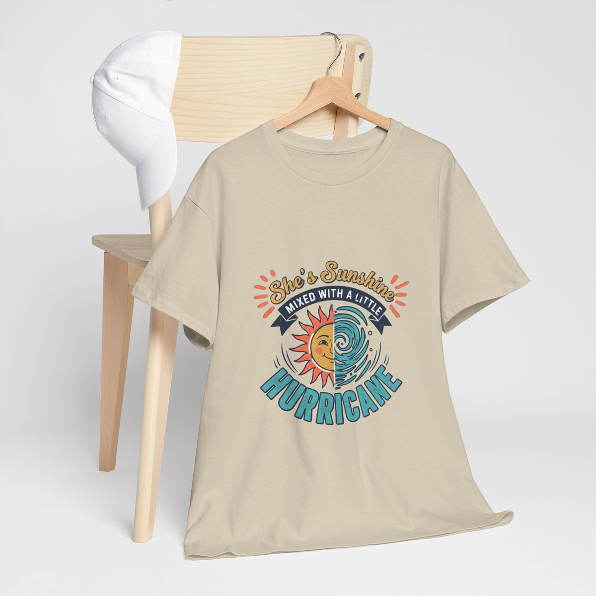 Sun & Sea Hurricane Graphic Tee – Retro Split Sun Wave Design