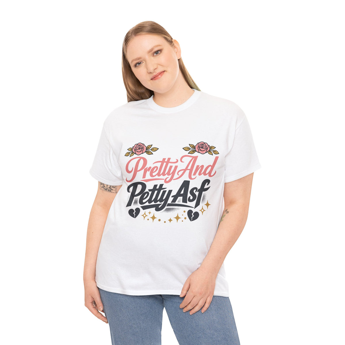 Pretty And Petty Asf Tee — Floral Retro Slogan T‑Shirt