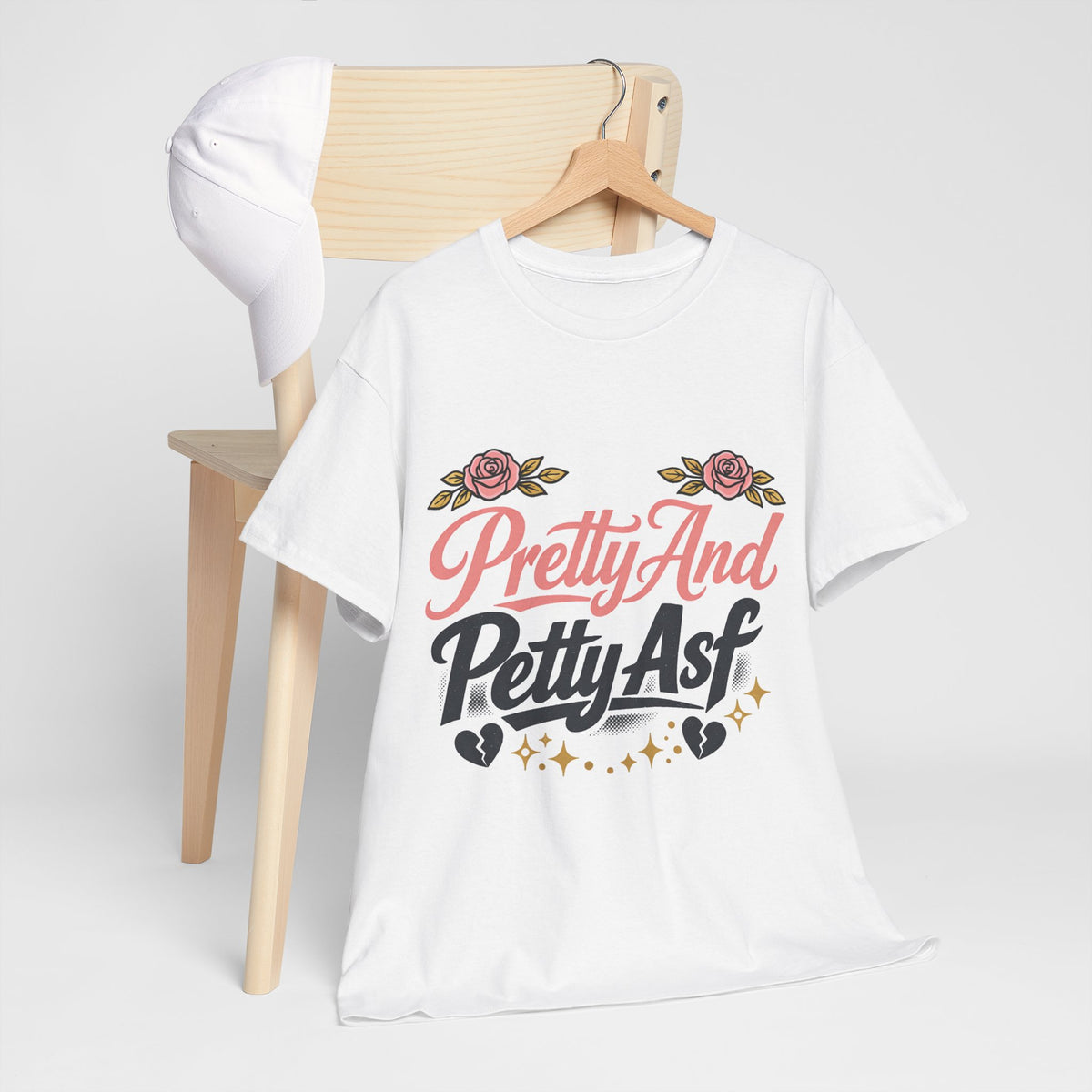 Pretty And Petty Asf Tee — Floral Retro Slogan T‑Shirt