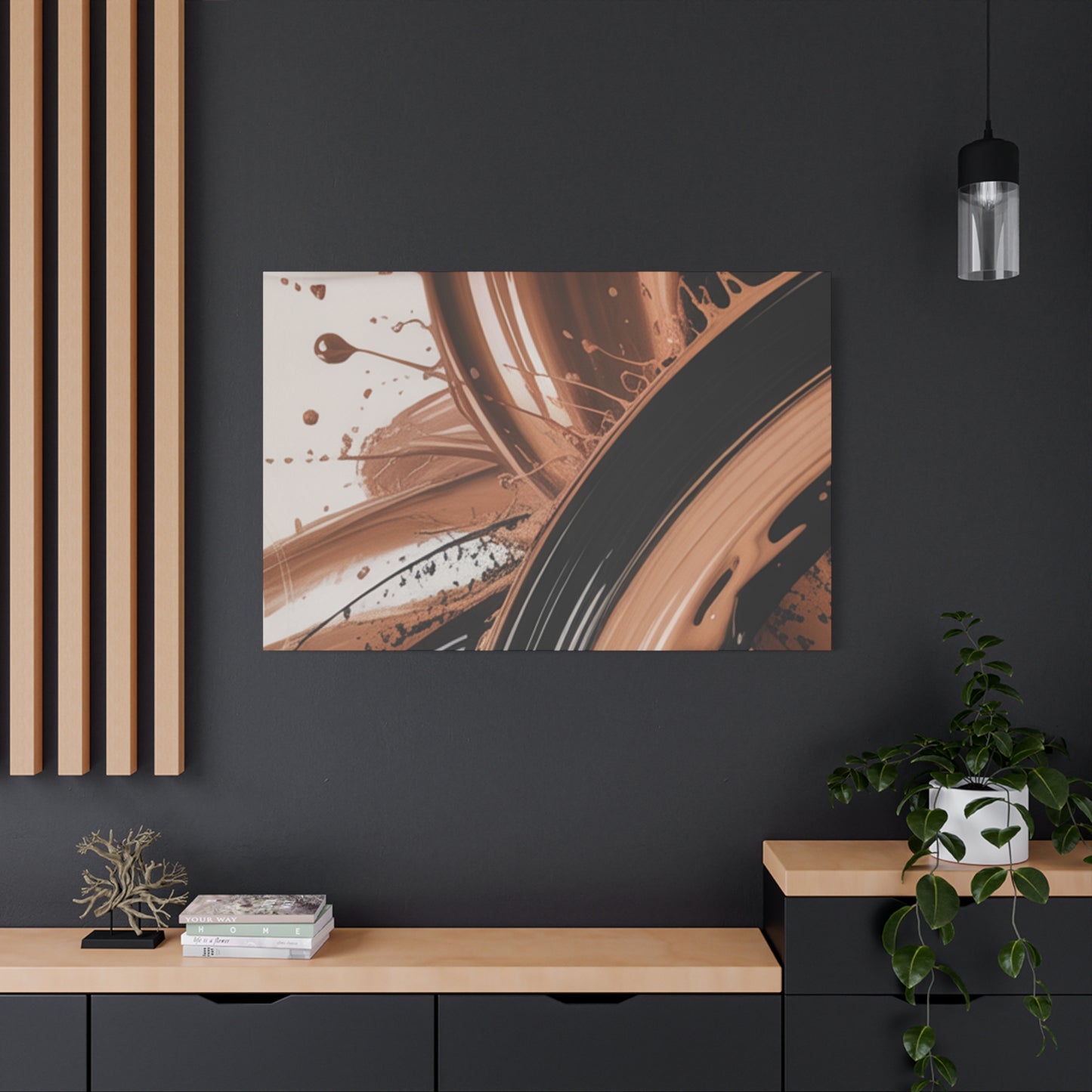 Abstract Brown Swirl Matte Canvas Wall Art (Stretched 1.25")