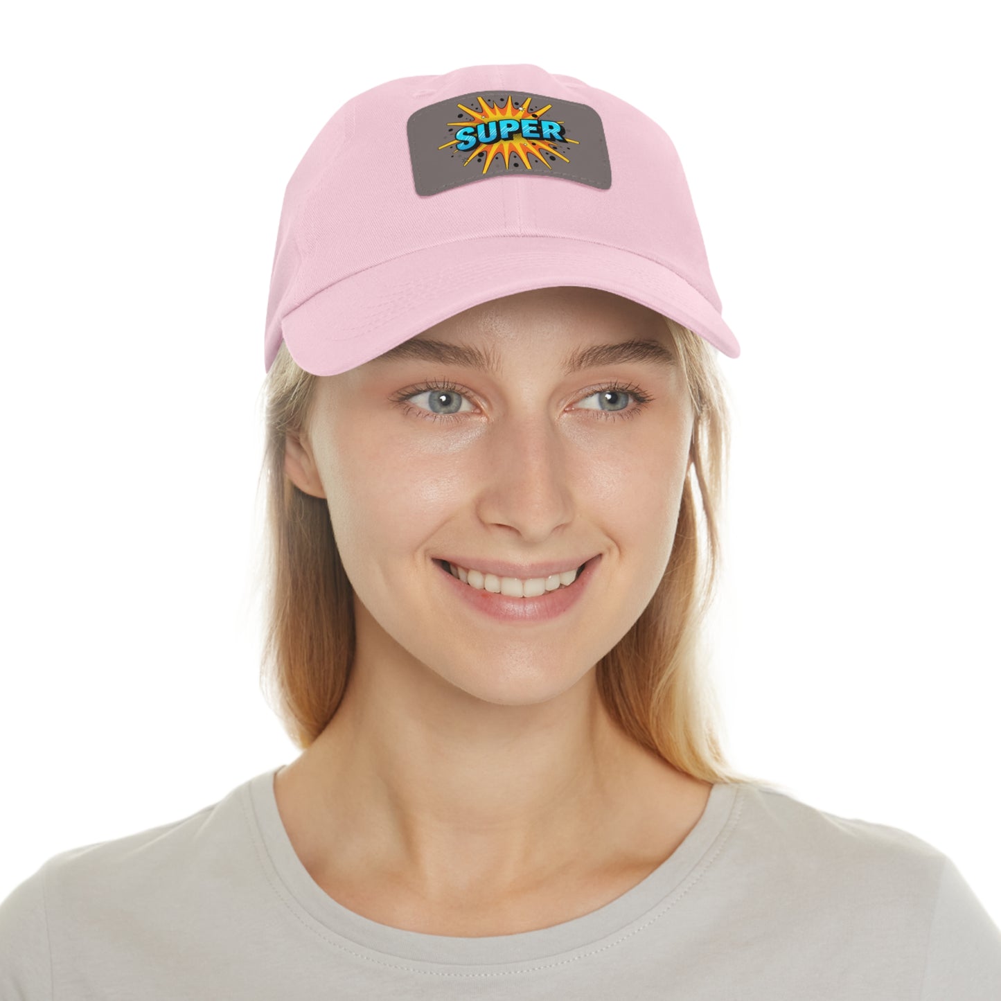 Super Dad Leather Patch Dad Hat — Embroidered 'SUPER' Cap