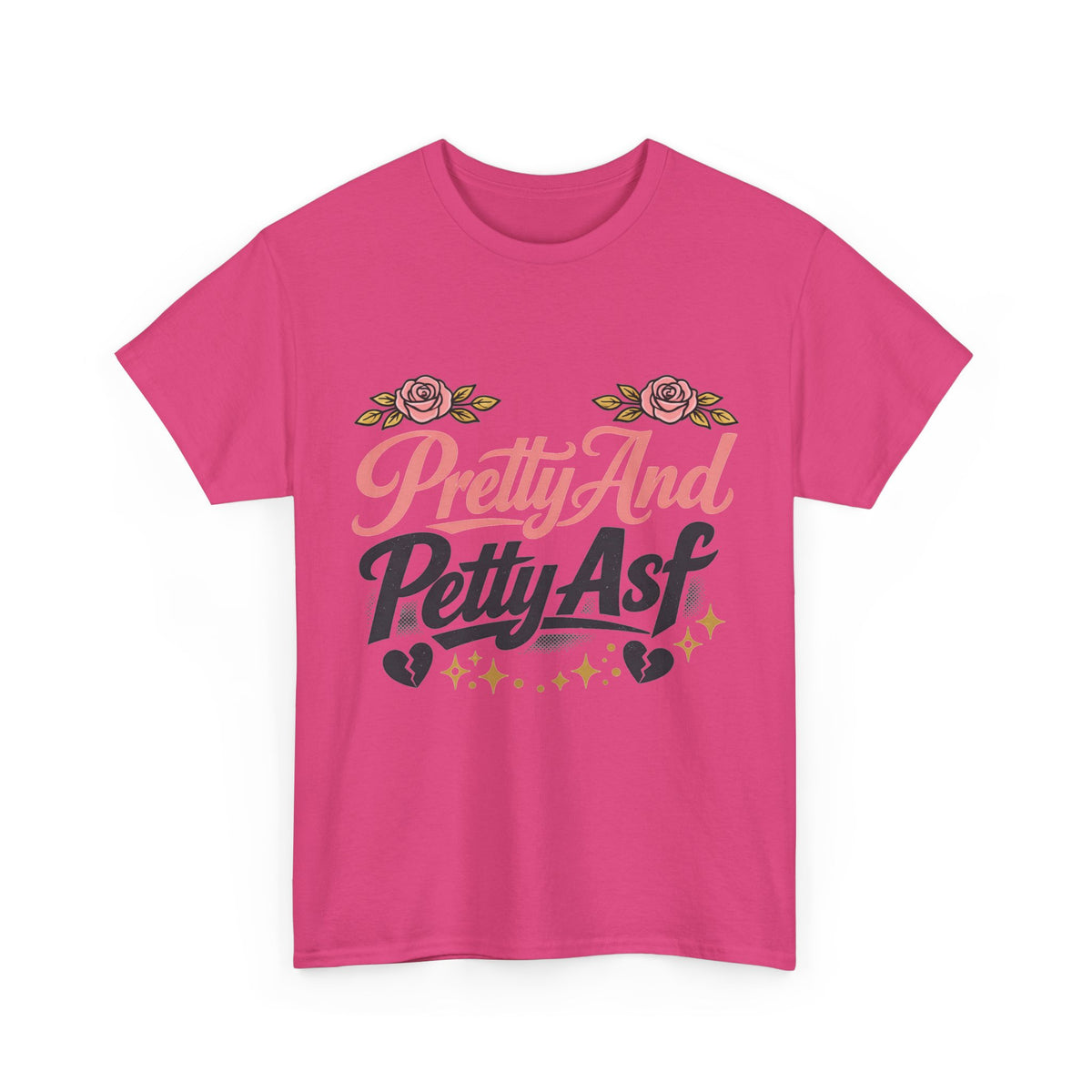 Pretty And Petty Asf Tee — Floral Retro Slogan T‑Shirt