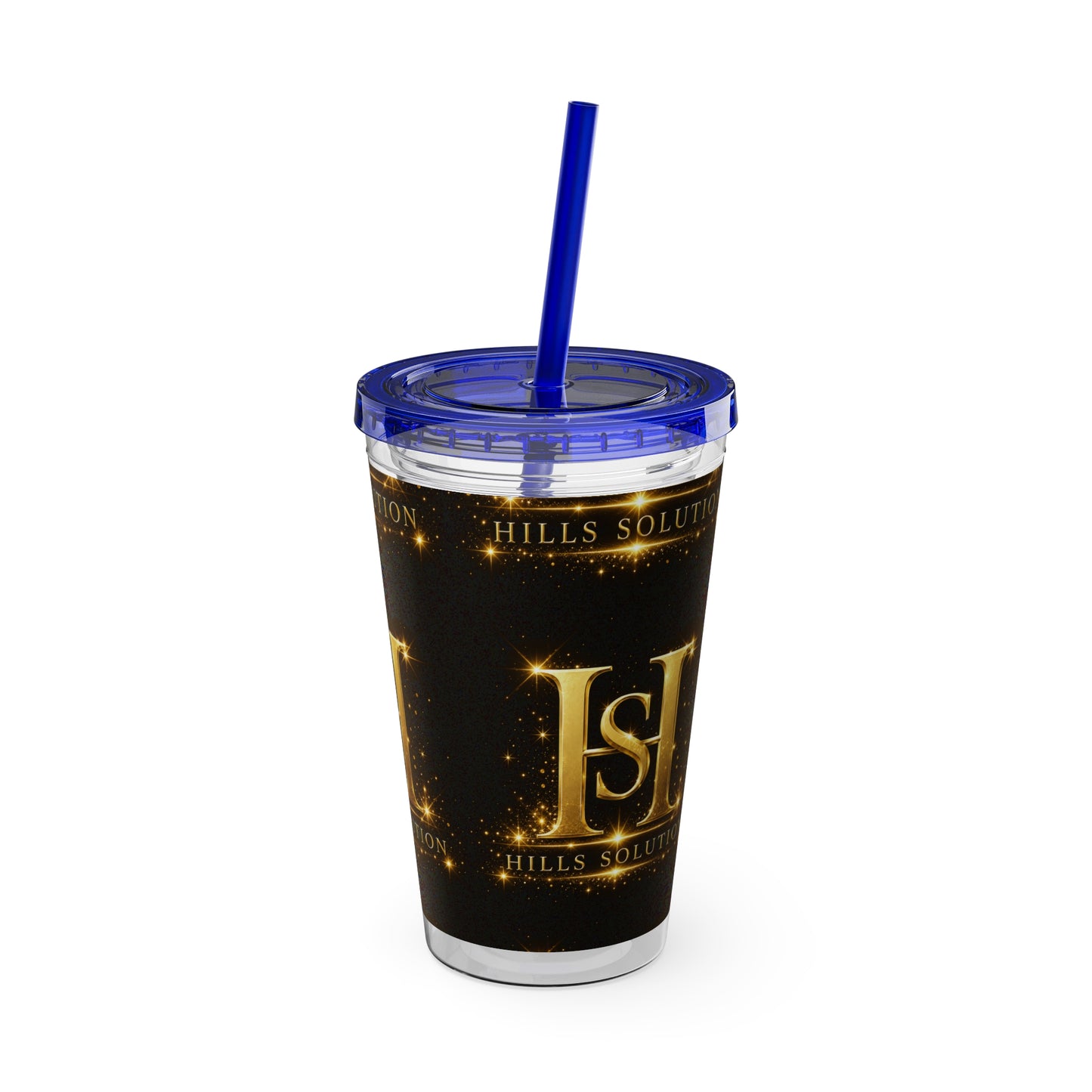 16oz Sunsplash Straw Tumbler — Gold 'HS' Logo Insulated Cup