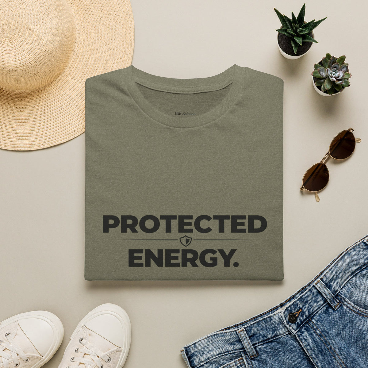 Protected Energy T‑Shirt — Minimalist Spiritual Graphic Tee