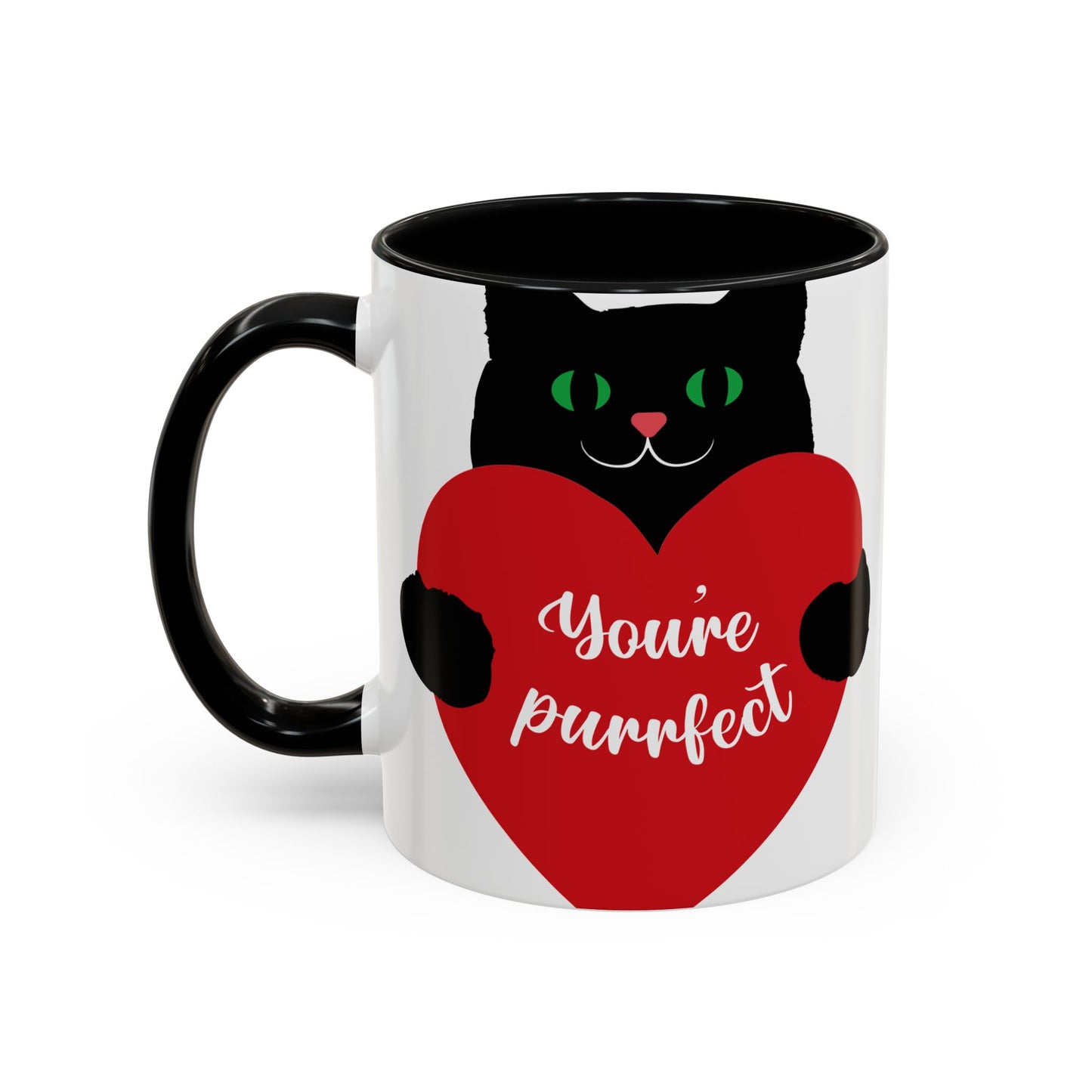 Purrfect Cat Heart Accent Coffee Mug – "You're Purrfect" 11/15oz