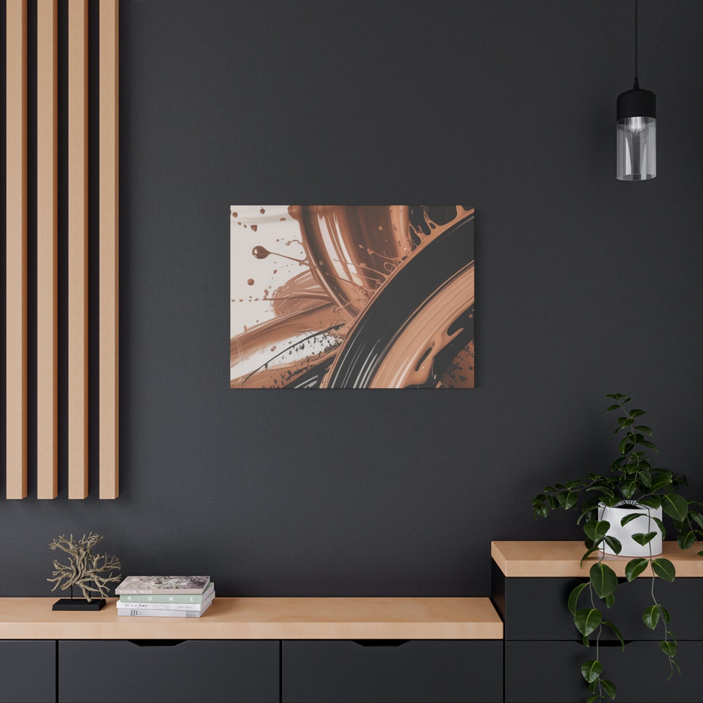 Abstract Brown Swirl Matte Canvas Wall Art (Stretched 1.25")