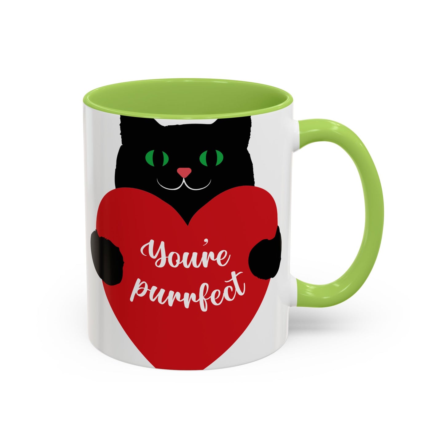 Purrfect Cat Heart Accent Coffee Mug – "You're Purrfect" 11/15oz