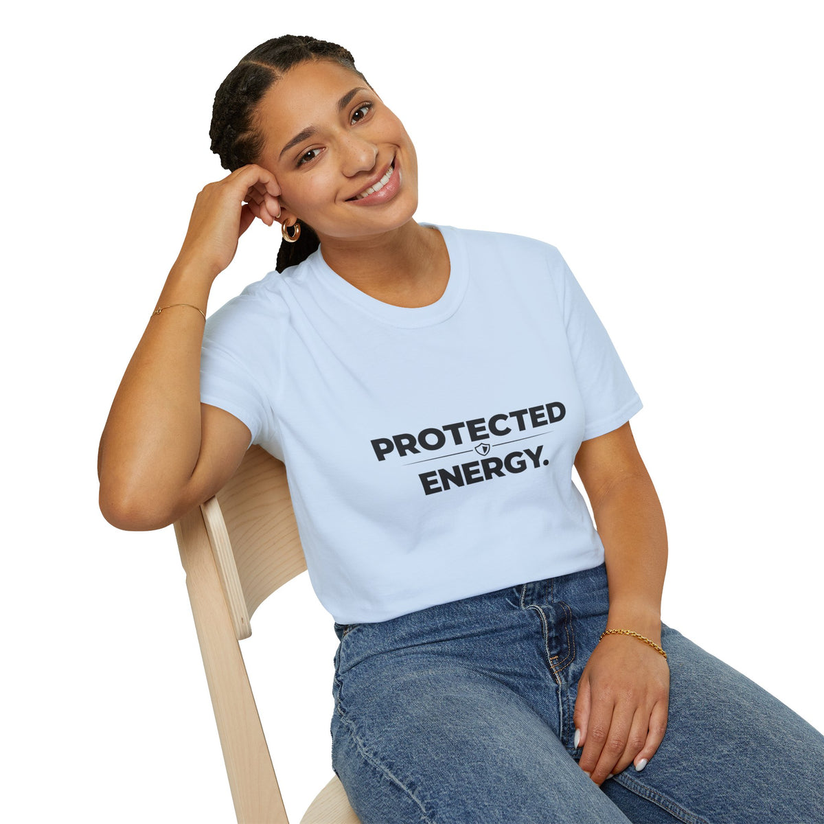 Protected Energy T‑Shirt — Minimalist Spiritual Graphic Tee