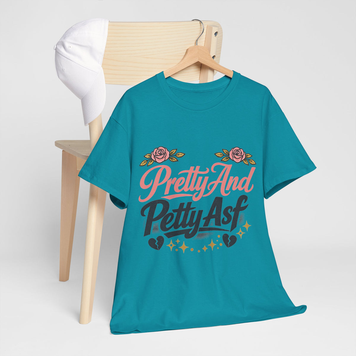 Pretty And Petty Asf Tee — Floral Retro Slogan T‑Shirt