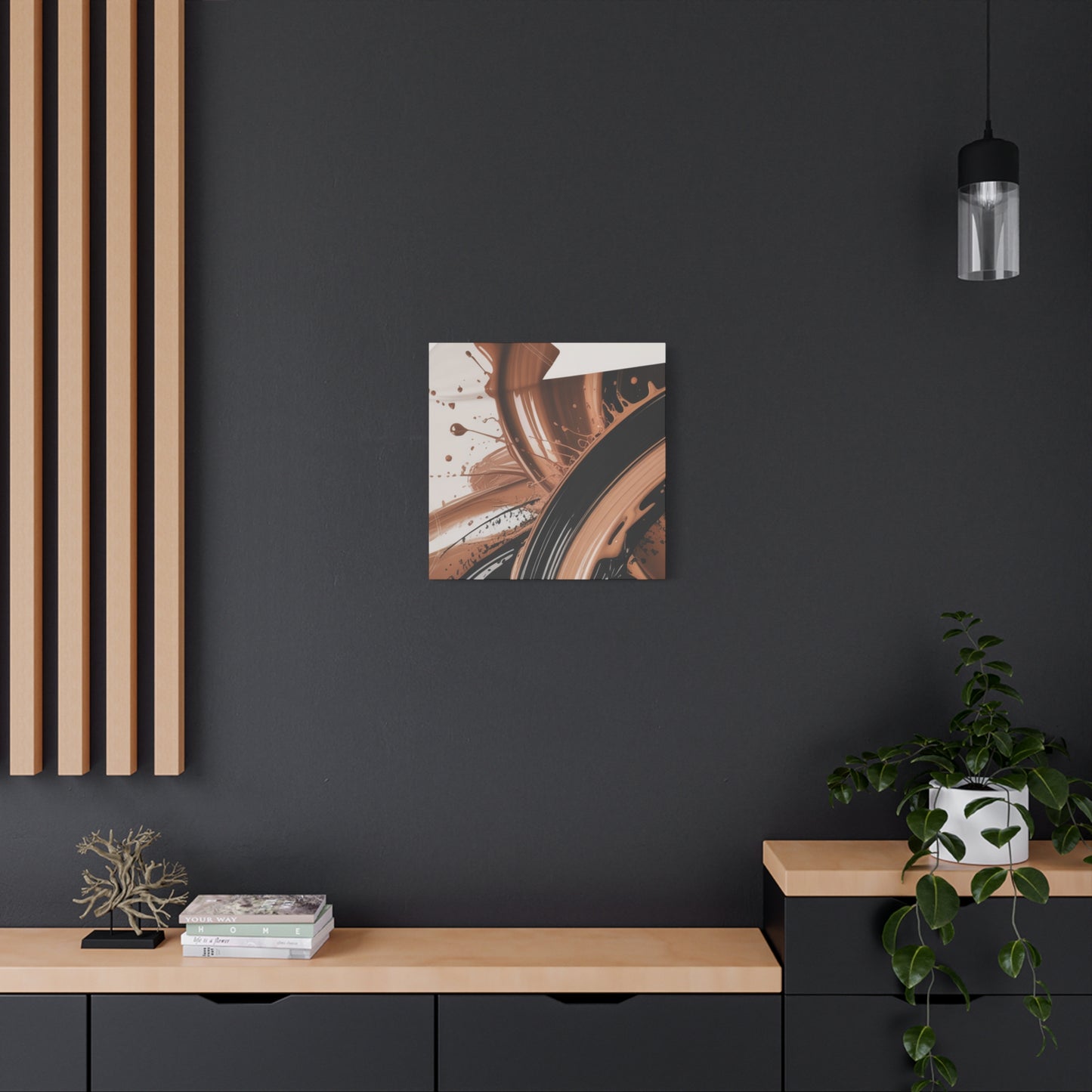 Abstract Brown Swirl Matte Canvas Wall Art (Stretched 1.25")