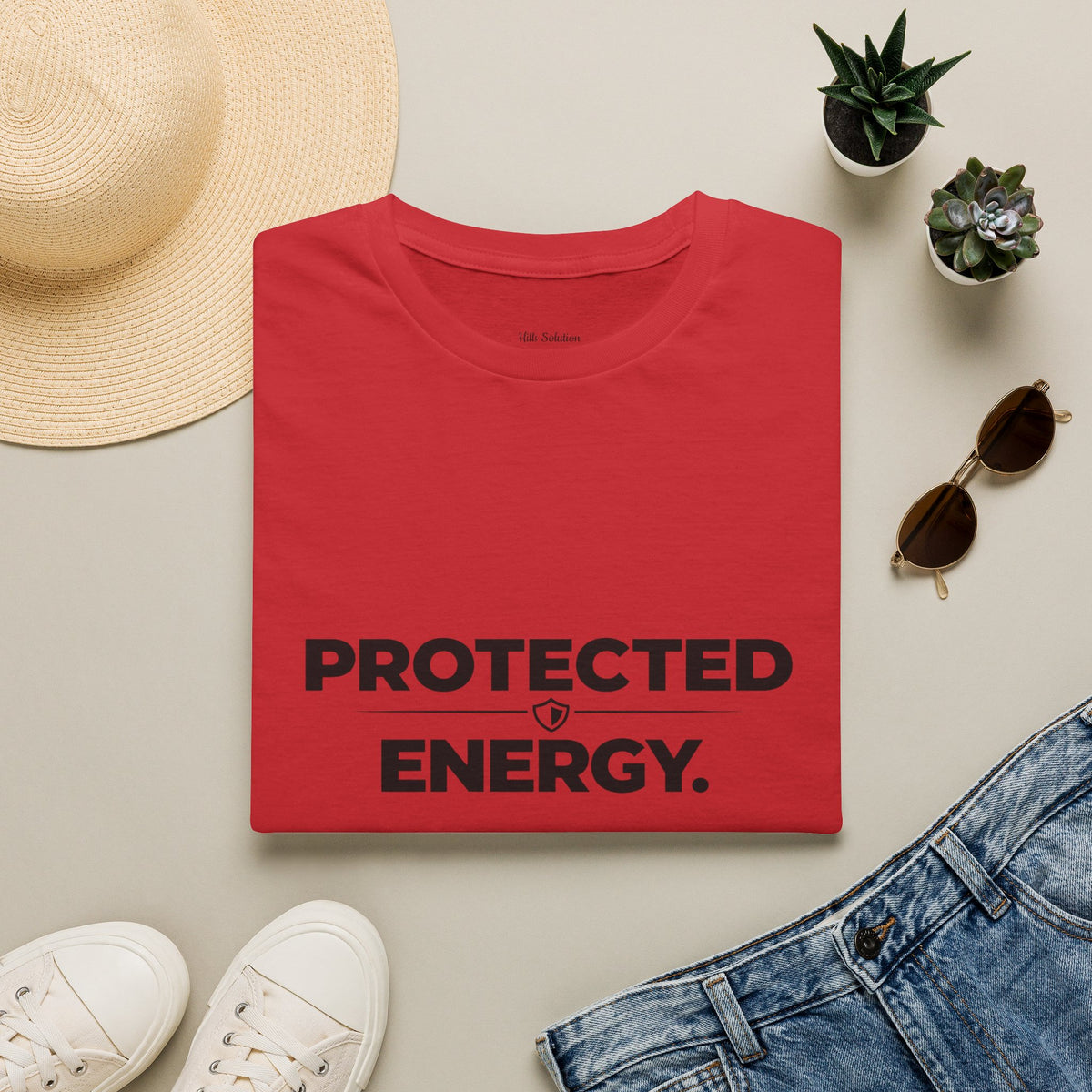 Protected Energy T‑Shirt — Minimalist Spiritual Graphic Tee