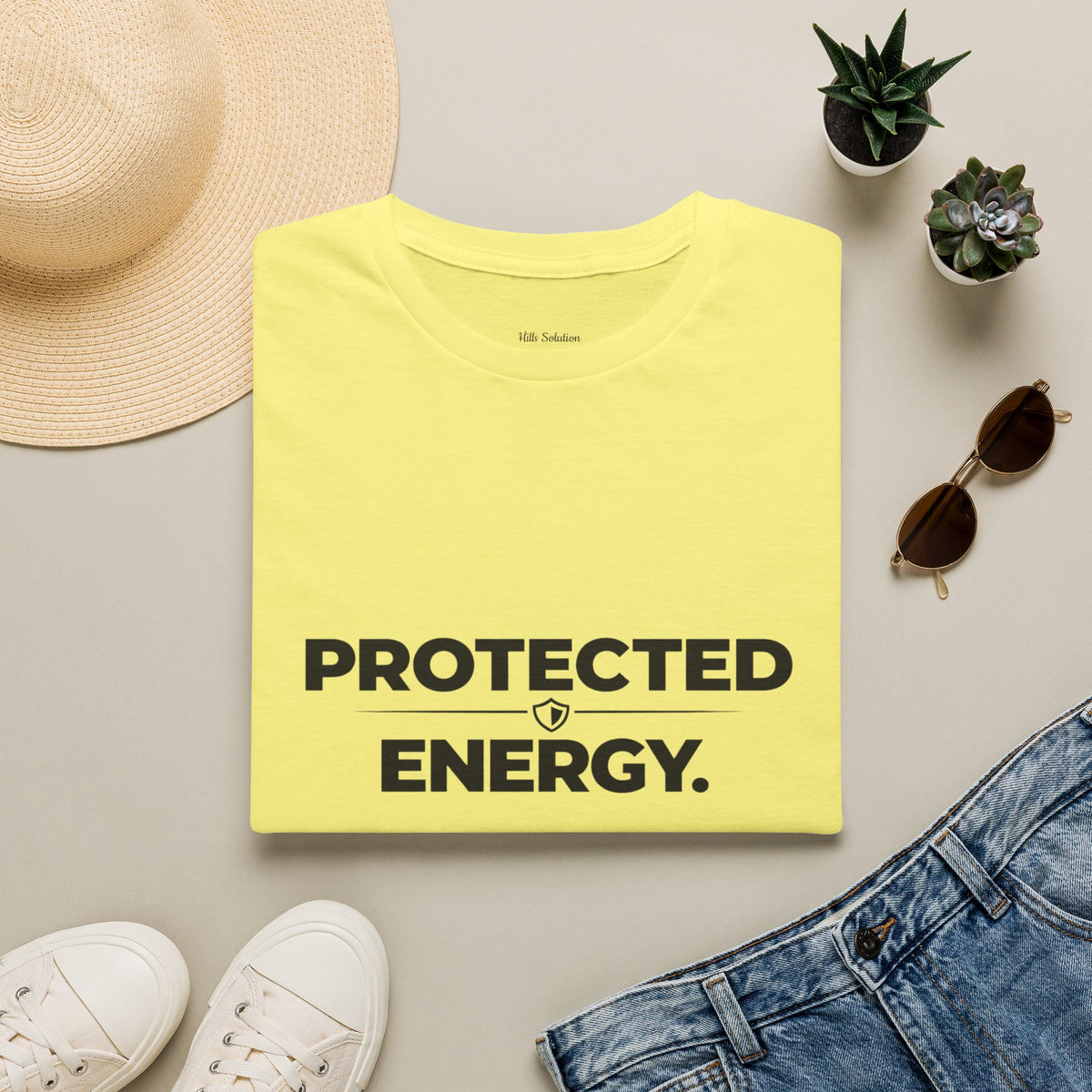 Protected Energy T‑Shirt — Minimalist Spiritual Graphic Tee