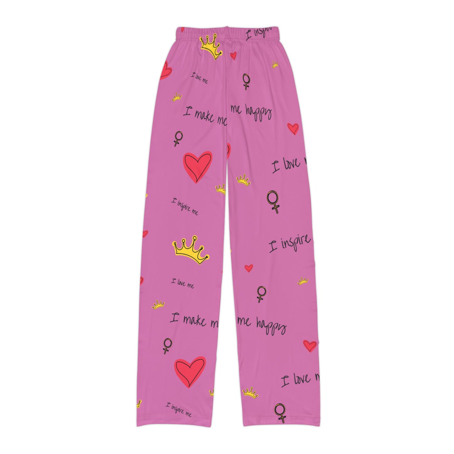 Cute Inspirational Kids Lounge Pants - I Inspire, I Make Me Happy, Girls Pajama Pants, Gift for Her, Cozy Wear