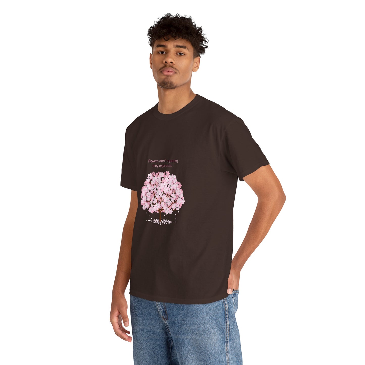 Cherry Blossom Tree T-Shirt — "Flowers don't speak, they express