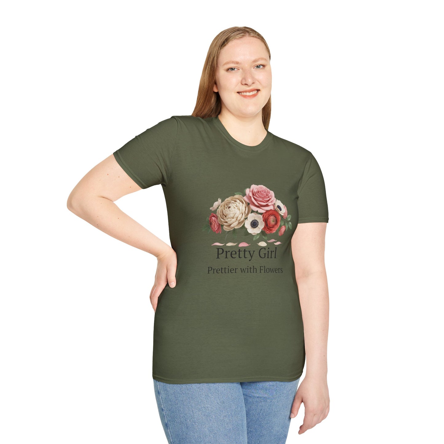 Floral "Pretty Girl" T-Shirt — Prettier with Flowers Casual Tee