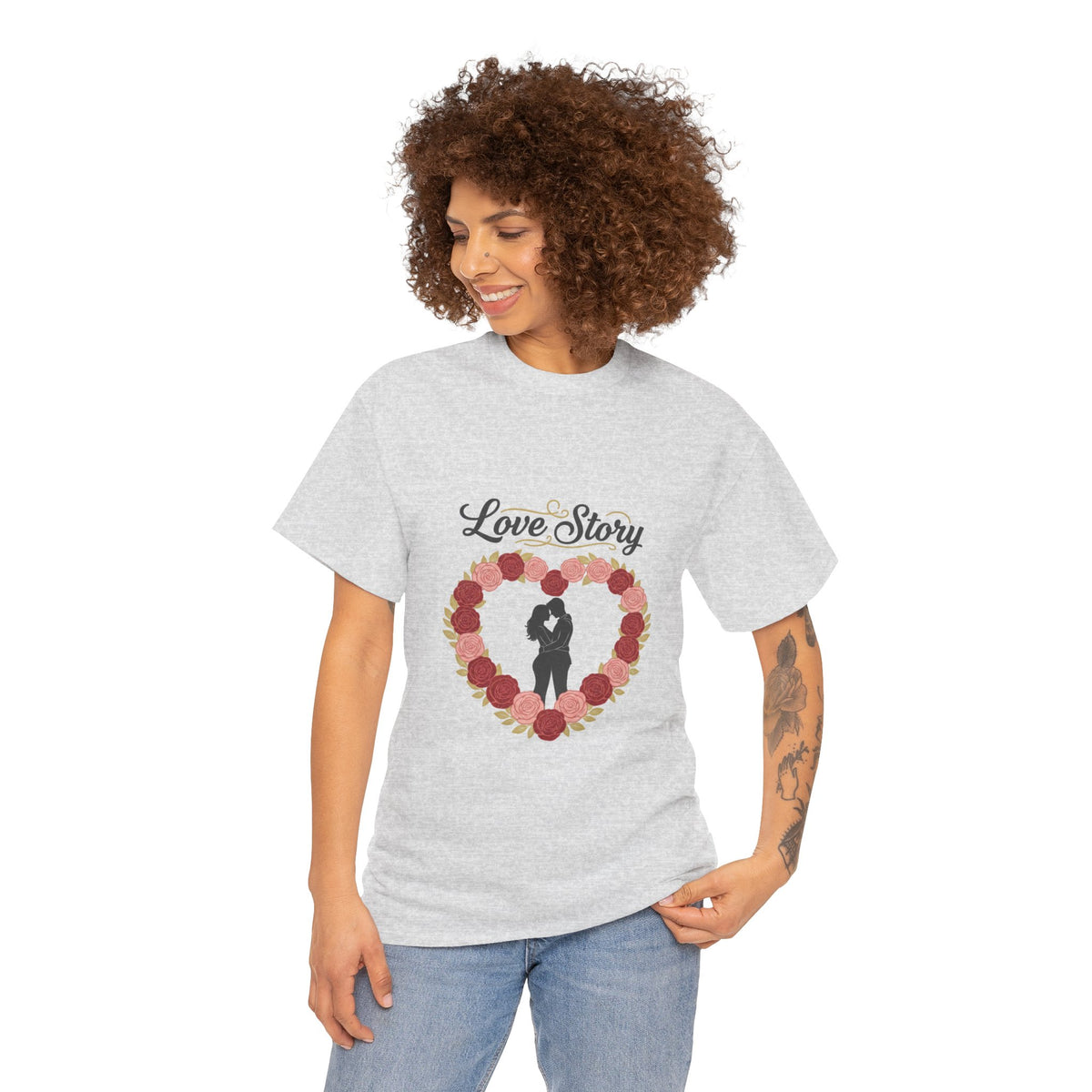 Love Story T-Shirt — 'Love Story' Floral Heart Romance Tee