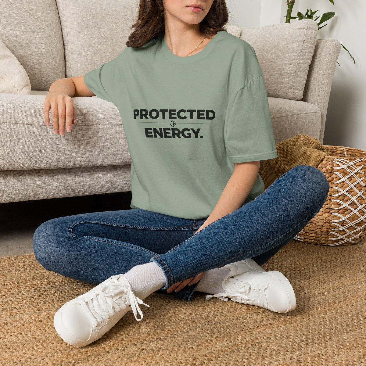 Protected Energy T‑Shirt — Minimalist Spiritual Graphic Tee
