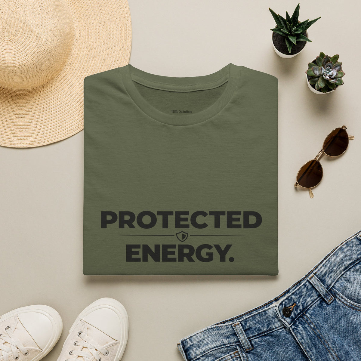 Protected Energy T‑Shirt — Minimalist Spiritual Graphic Tee