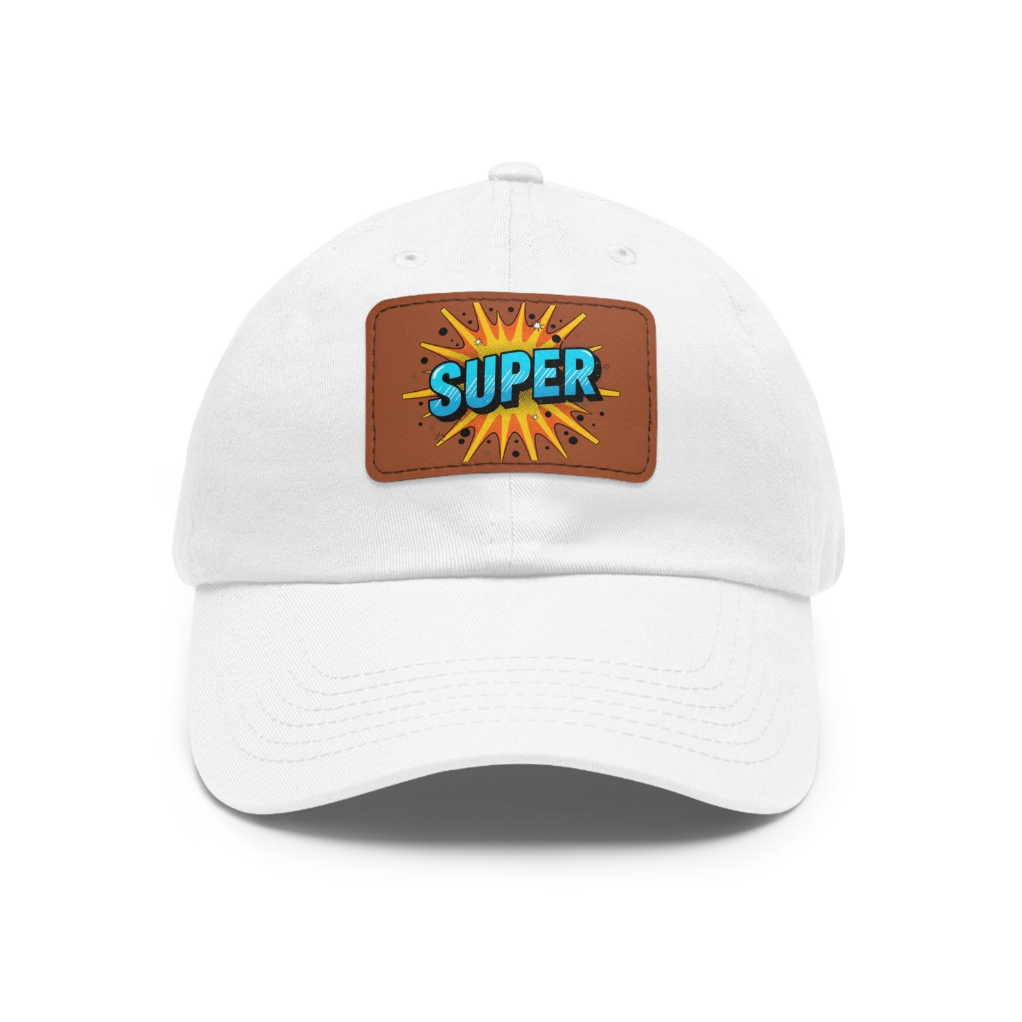 Super Dad Leather Patch Dad Hat — Embroidered 'SUPER' Cap