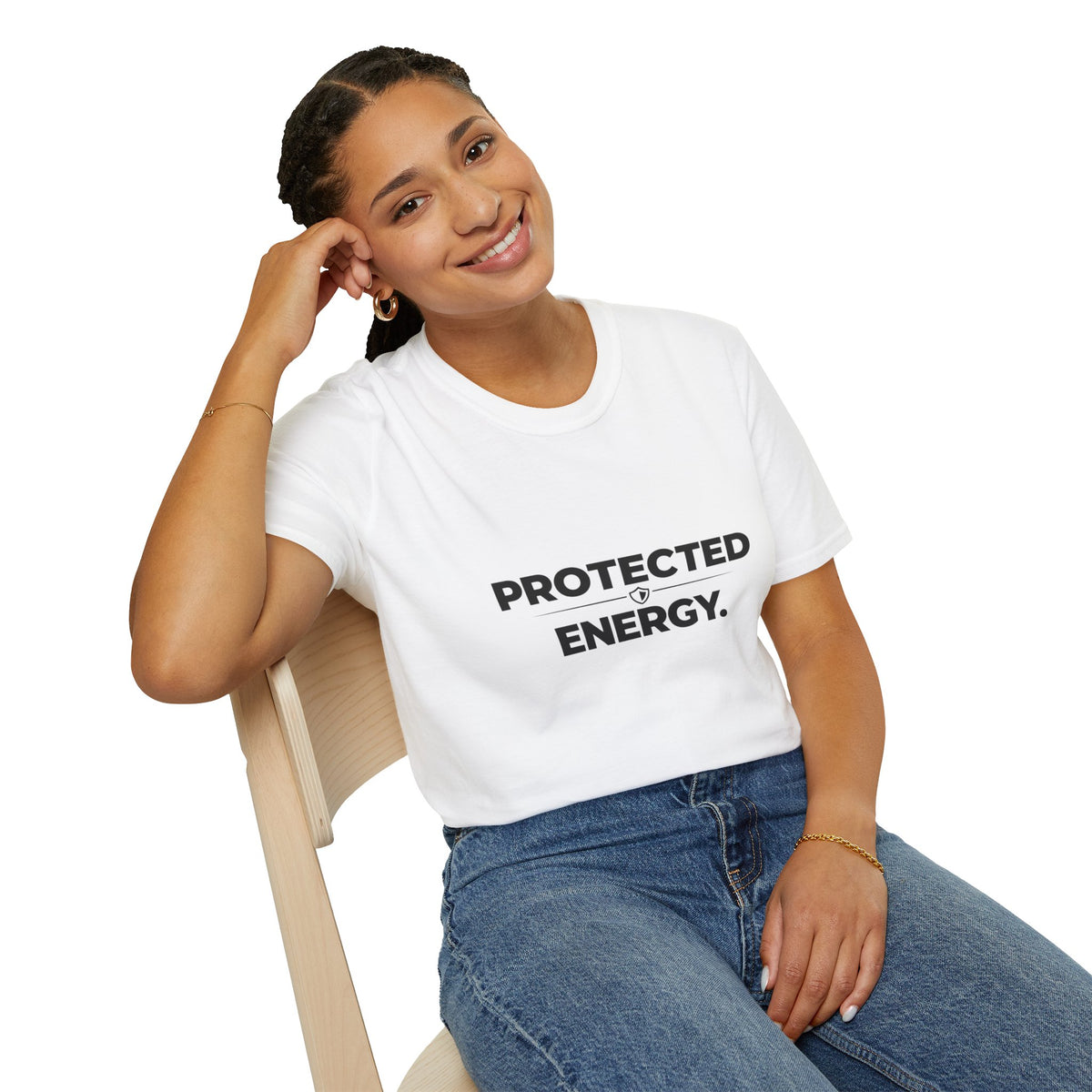 Protected Energy T‑Shirt — Minimalist Spiritual Graphic Tee
