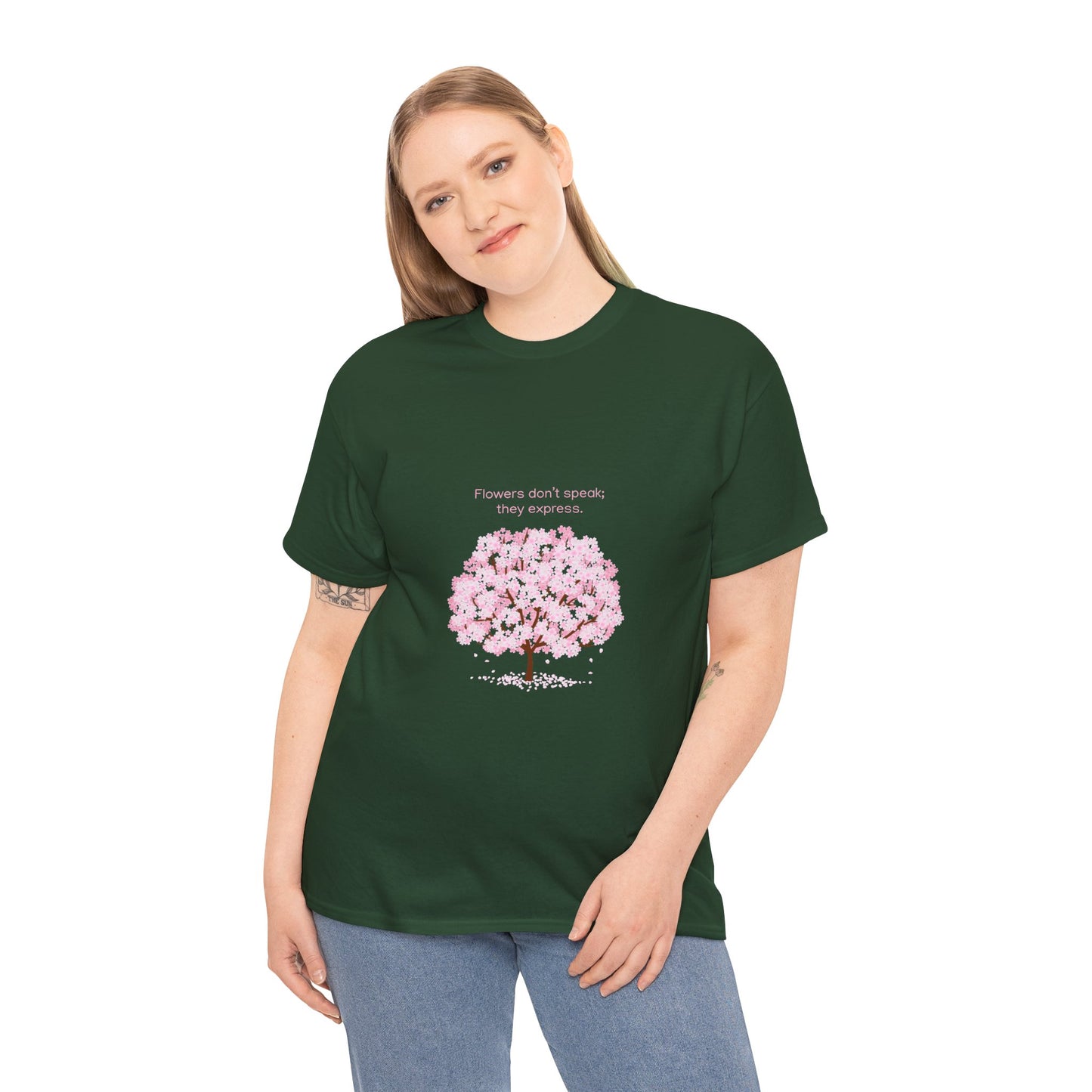 Cherry Blossom Tree T-Shirt — "Flowers don't speak, they express