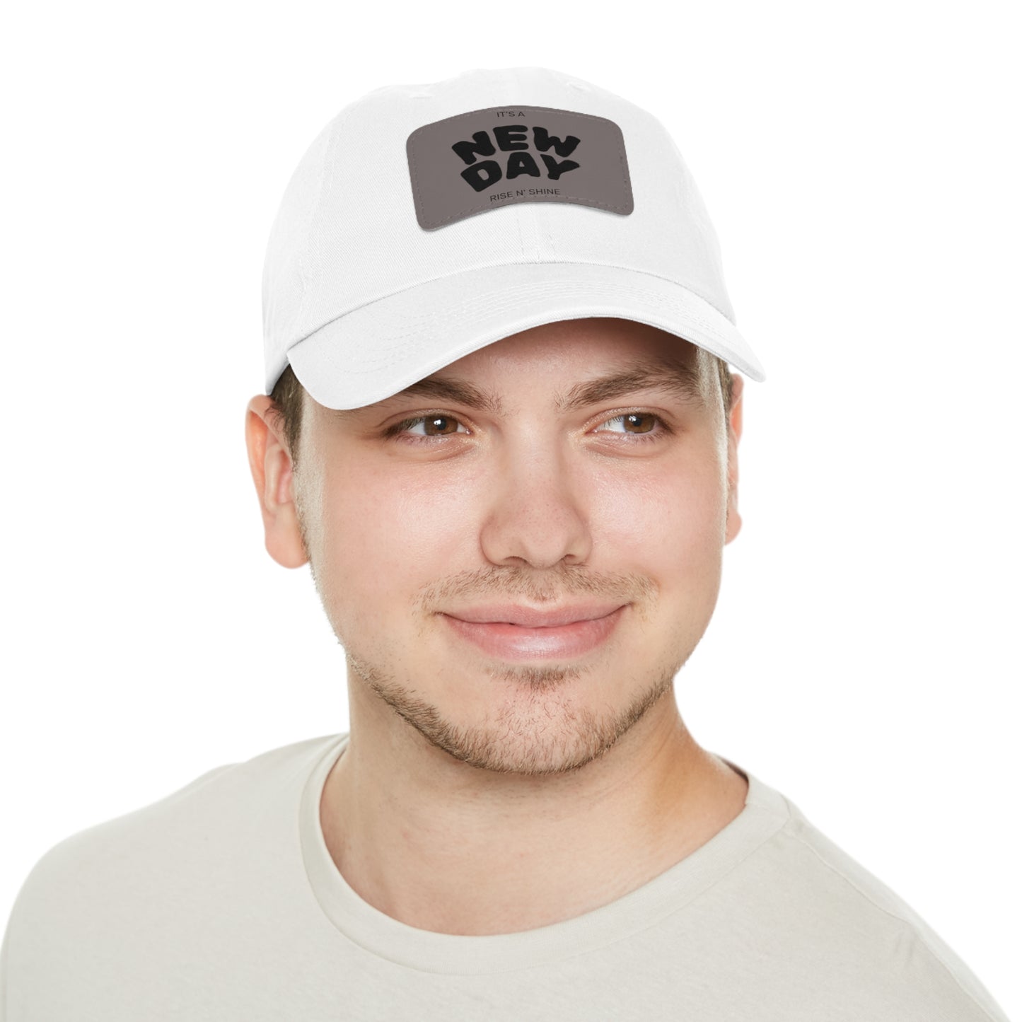 New Day Dad Hat with Leather Patch | Casual Cap, Great Gift for Dad, Trendy Hat for Everyday Wear, Stylish Accessory for Any Occasion