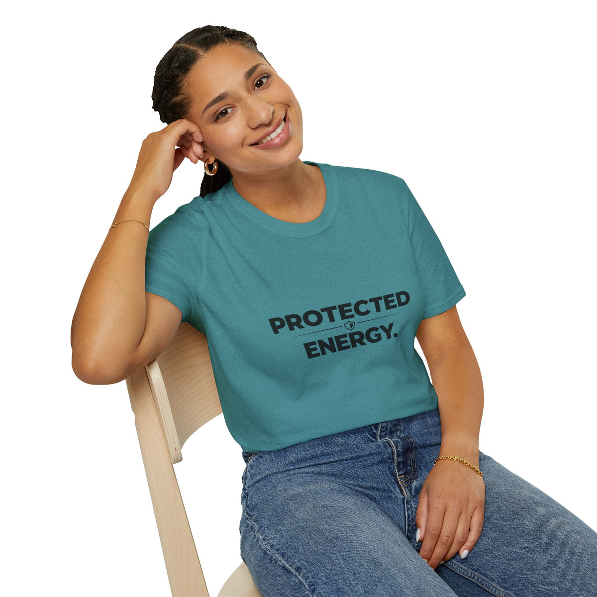 Protected Energy T‑Shirt — Minimalist Spiritual Graphic Tee