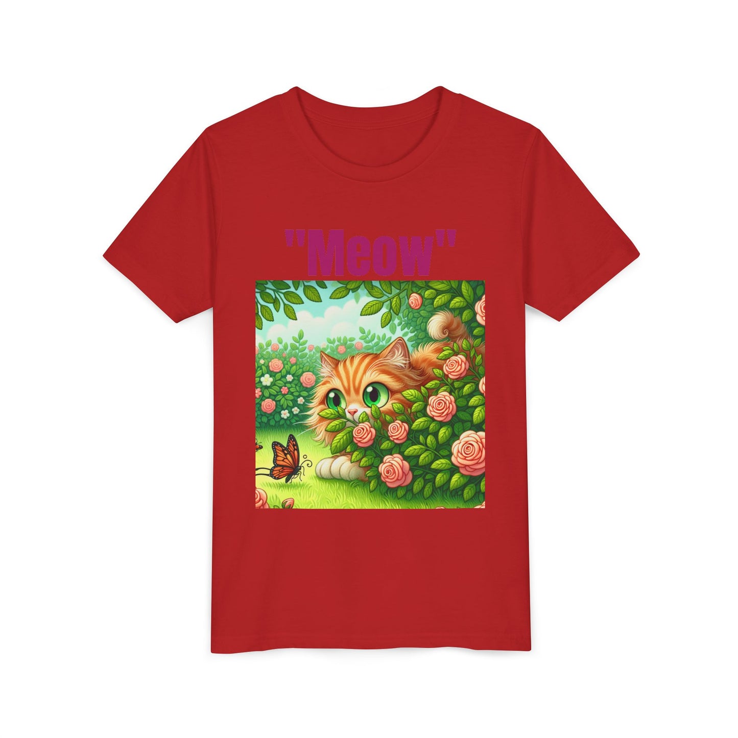 Meow Cat Youth Tee, Cute Kitten Shirt