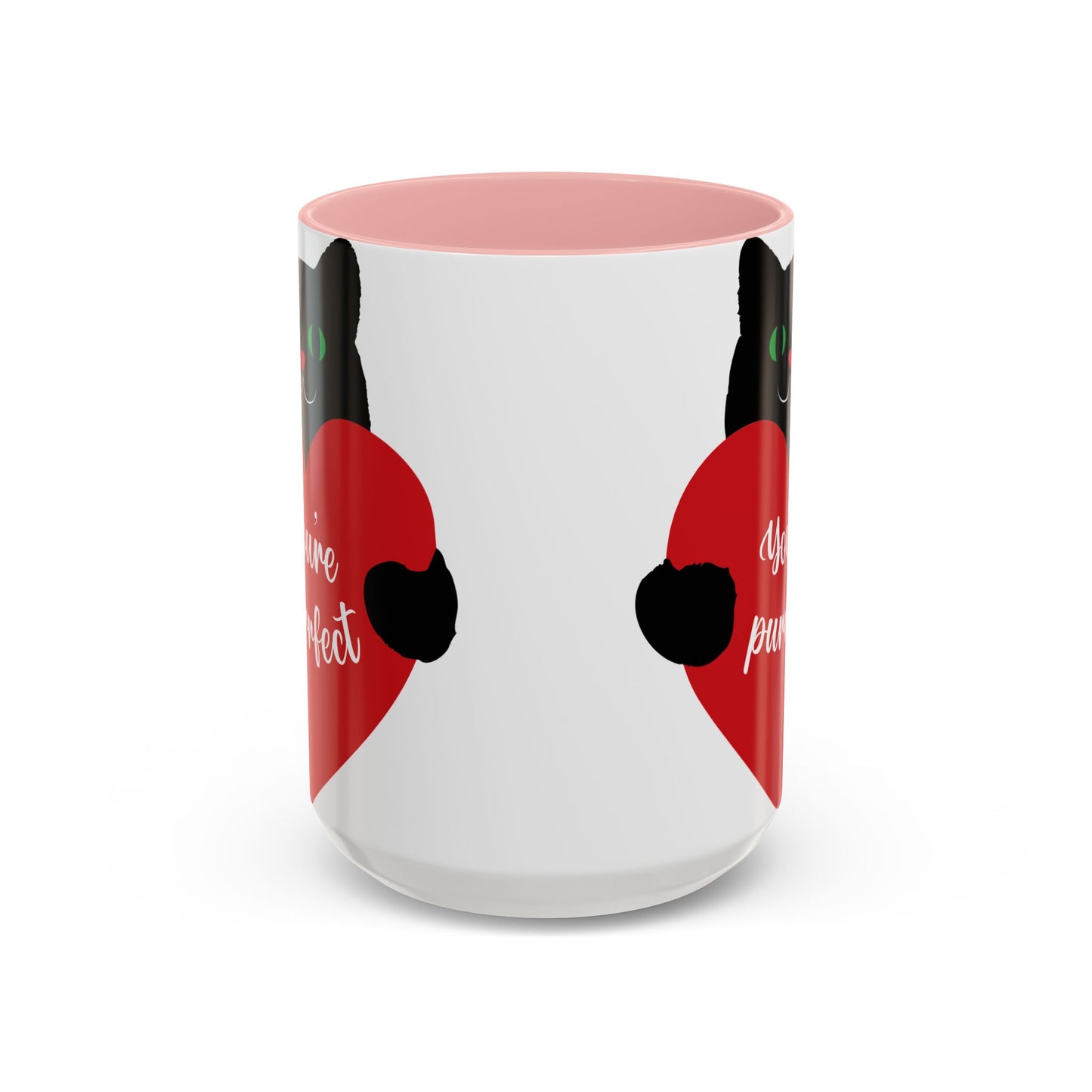 Purrfect Cat Heart Accent Coffee Mug – "You're Purrfect" 11/15oz