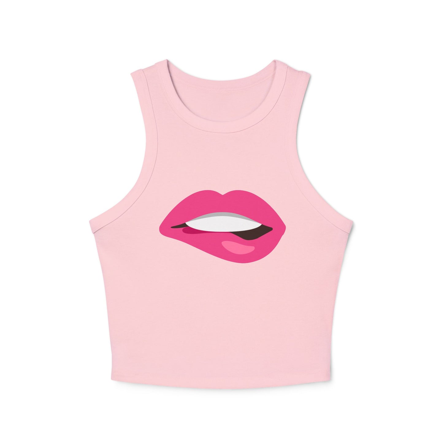 Chic Racer Tank Top with Fun Lip Design