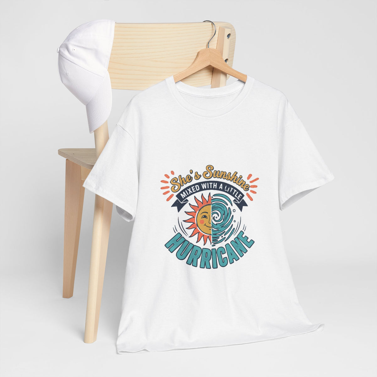 Sun & Sea Hurricane Graphic Tee – Retro Split Sun Wave Design