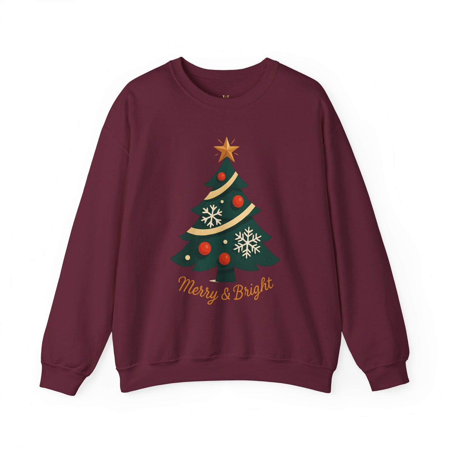 Christmas Tree Crewneck Sweatshirt – "Merry & Bright" Holiday Sweatshirt