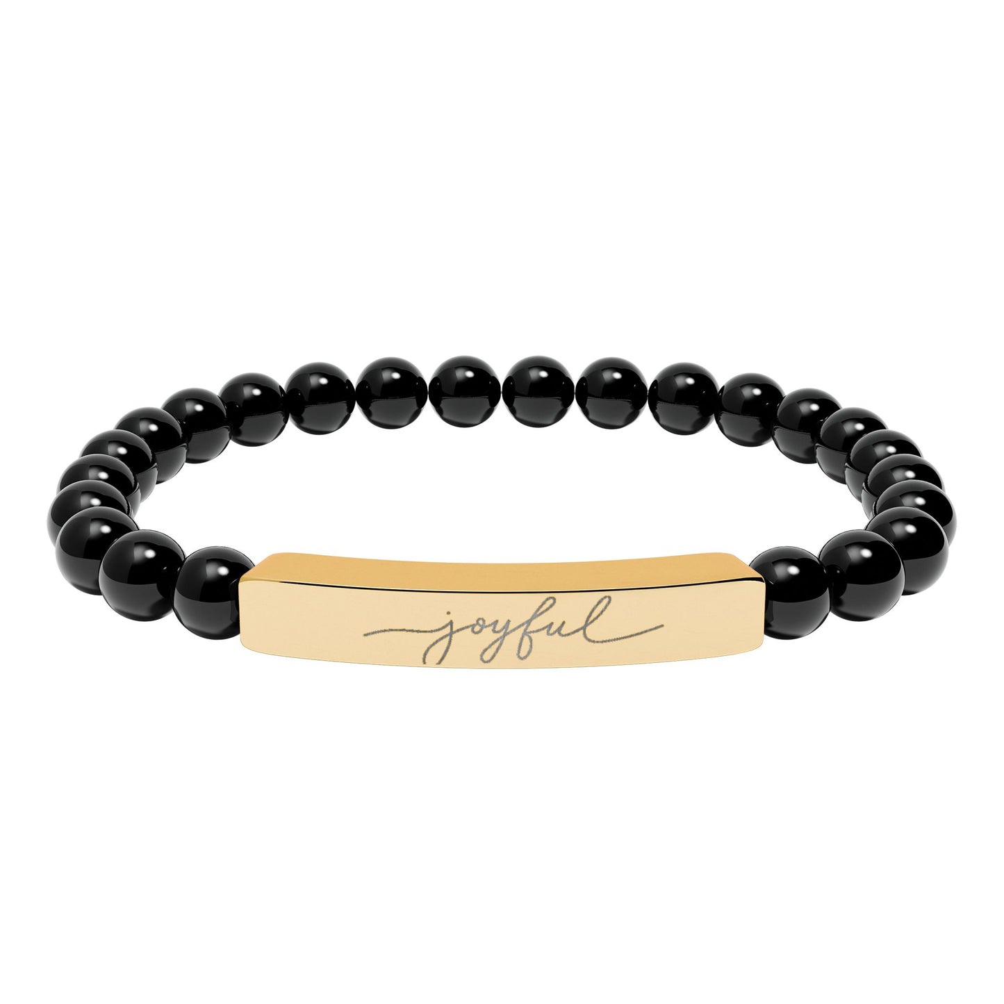 Engraved Natural Stone Stretch Bracelet